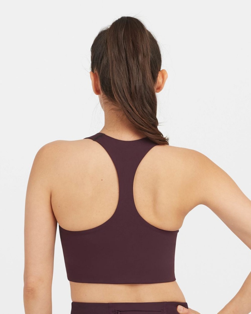 Purple Spanx Longline Medium Impact Sports Bra | OGJCV-7648