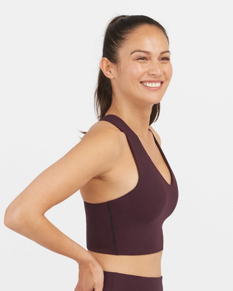 Purple Spanx Longline Medium Impact Sports Bra | OGJCV-7648