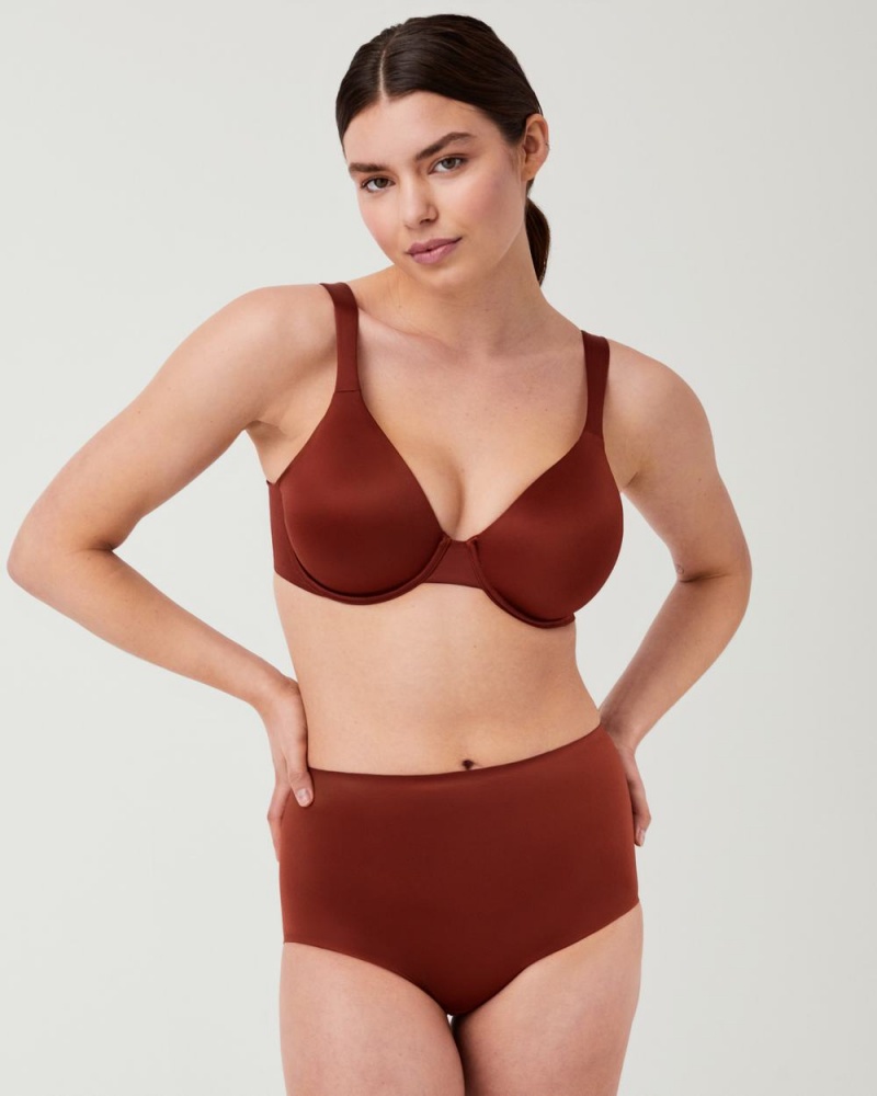 Red Spanx Shaping Satin Unlined Full Coverage Bra | HJONU-3908