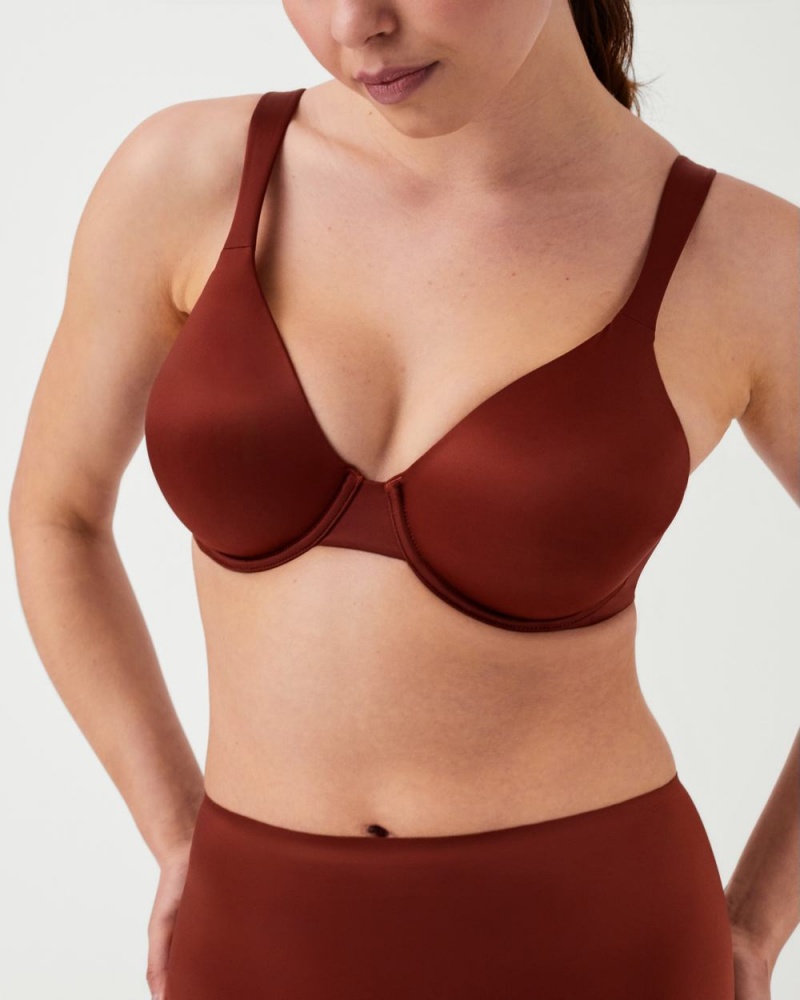 Red Spanx Shaping Satin Unlined Full Coverage Bra | HJONU-3908