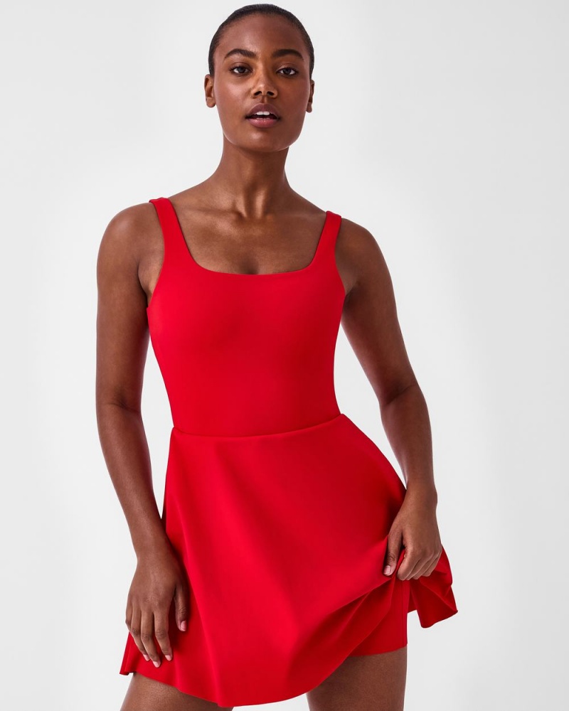 Red Spanx The Get Moving Square Neck Tank Dress, 30.5