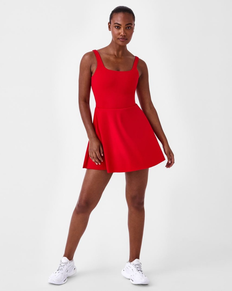 Red Spanx The Get Moving Square Neck Tank Dress, 30.5\