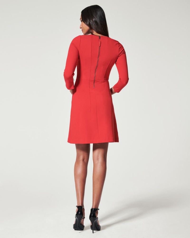 Red Spanx The Perfect A-line 3/4 Sleeve Dress | LKUAS-4137