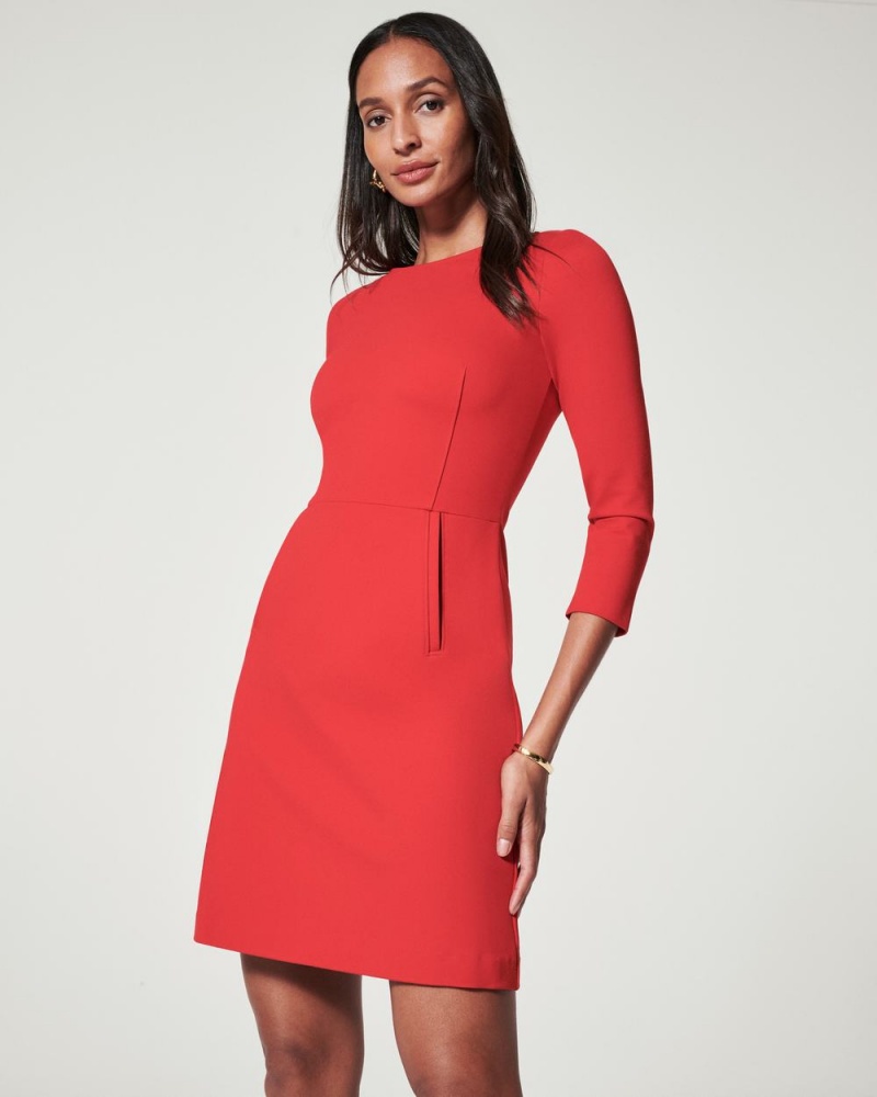 Red Spanx The Perfect A-line 3/4 Sleeve Dress | LKUAS-4137