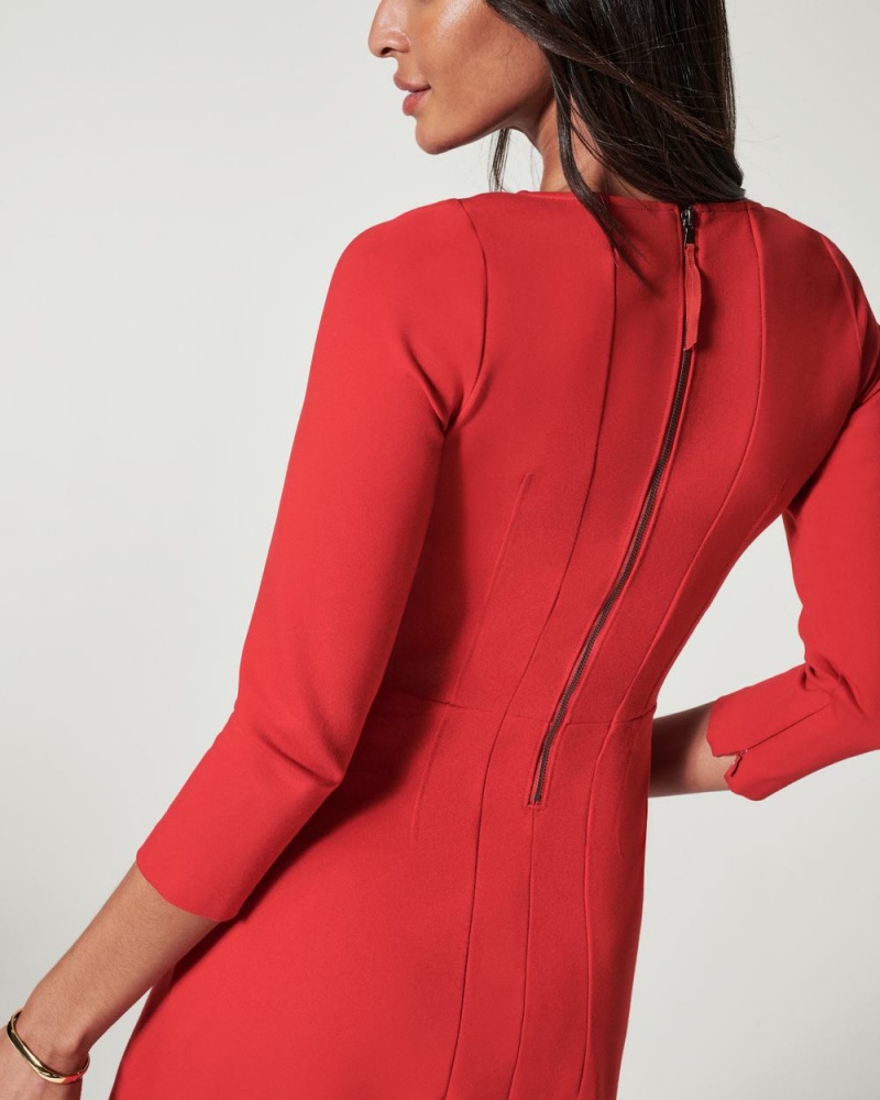 Red Spanx The Perfect A-line 3/4 Sleeve Dress | LKUAS-4137