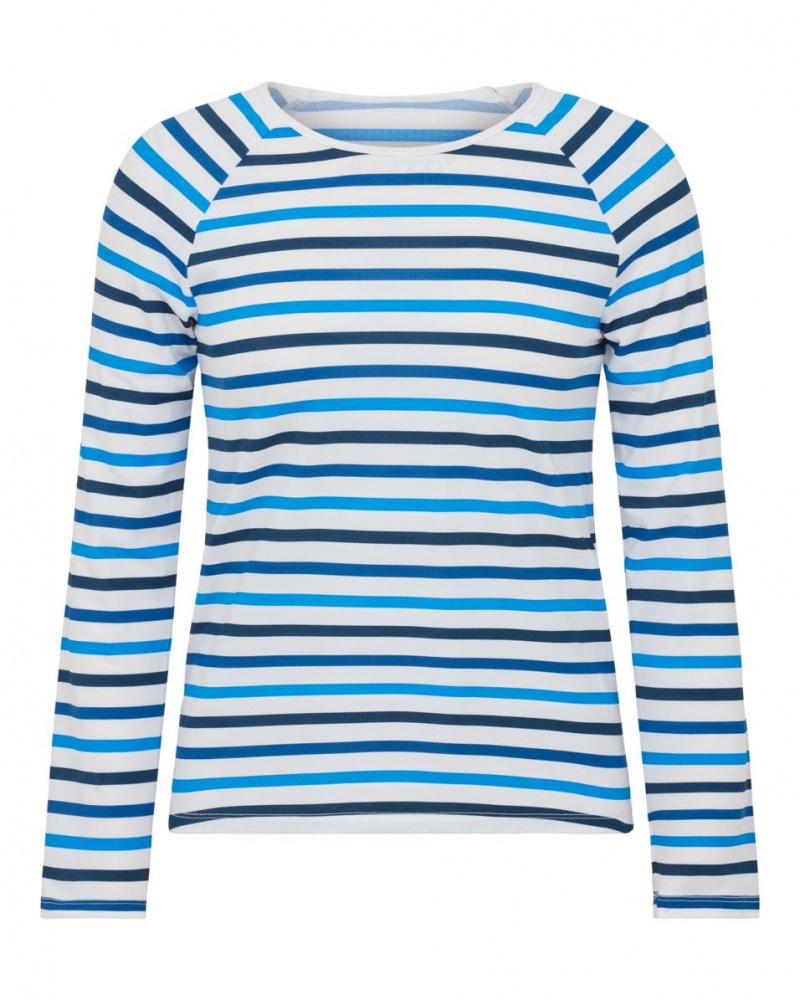 Stripes Blue Spanx Long Sleeve Swim Shirt | OIWDL-3967