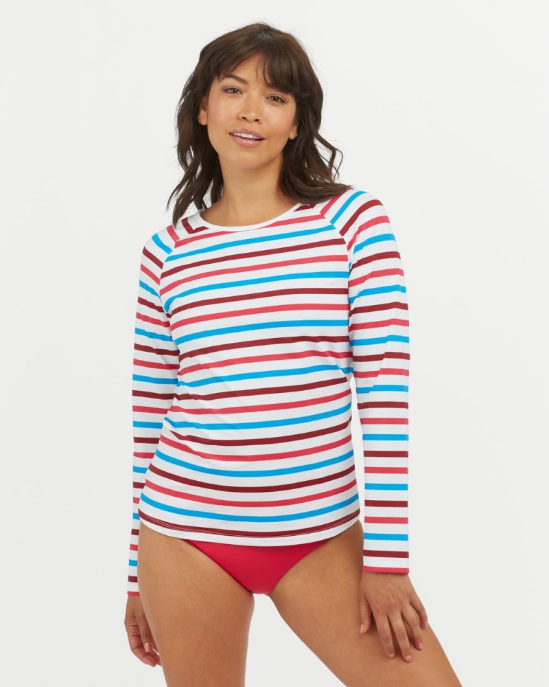 Stripes Spanx Long Sleeve Swim Shirt | OTLYV-3564