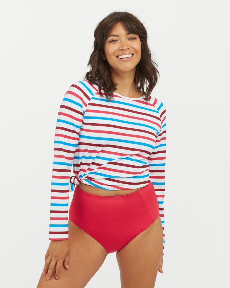 Stripes Spanx Long Sleeve Swim Shirt | OTLYV-3564