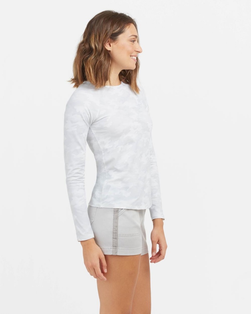 White Camo Spanx Long Sleeve Swim Shirt | CEOBP-7364