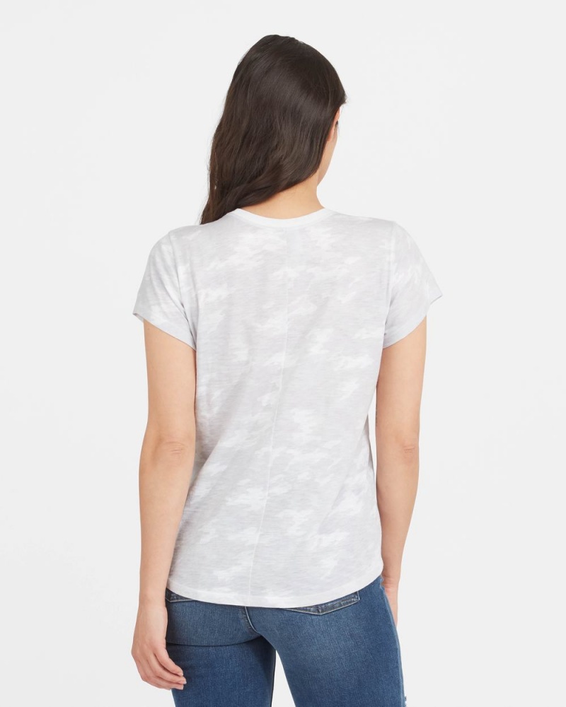 White Camo Spanx Pima Cotton Printed Graphic Tee | PGAEN-6249