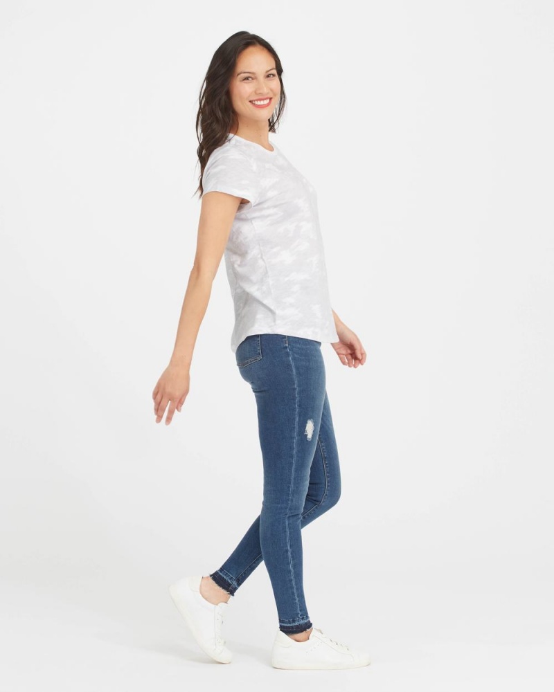 White Camo Spanx Pima Cotton Printed Graphic Tee | PGAEN-6249