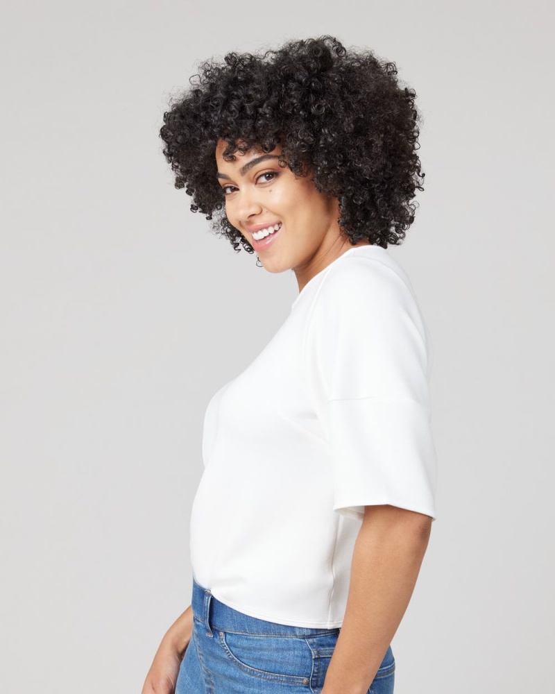 White Spanx AirEssentials Puff Sleeve ‘At-the-Hip’ Top | AYEMD-6247