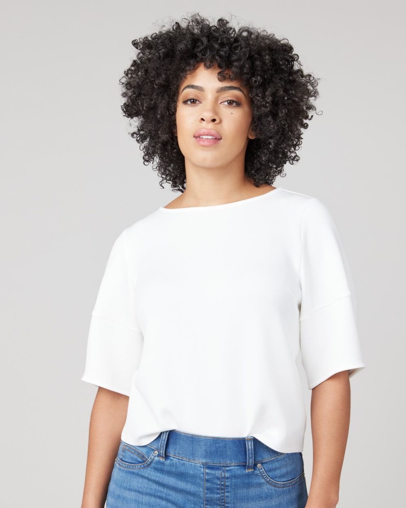 White Spanx AirEssentials Puff Sleeve ‘At-the-Hip’ Top | AYEMD-6247