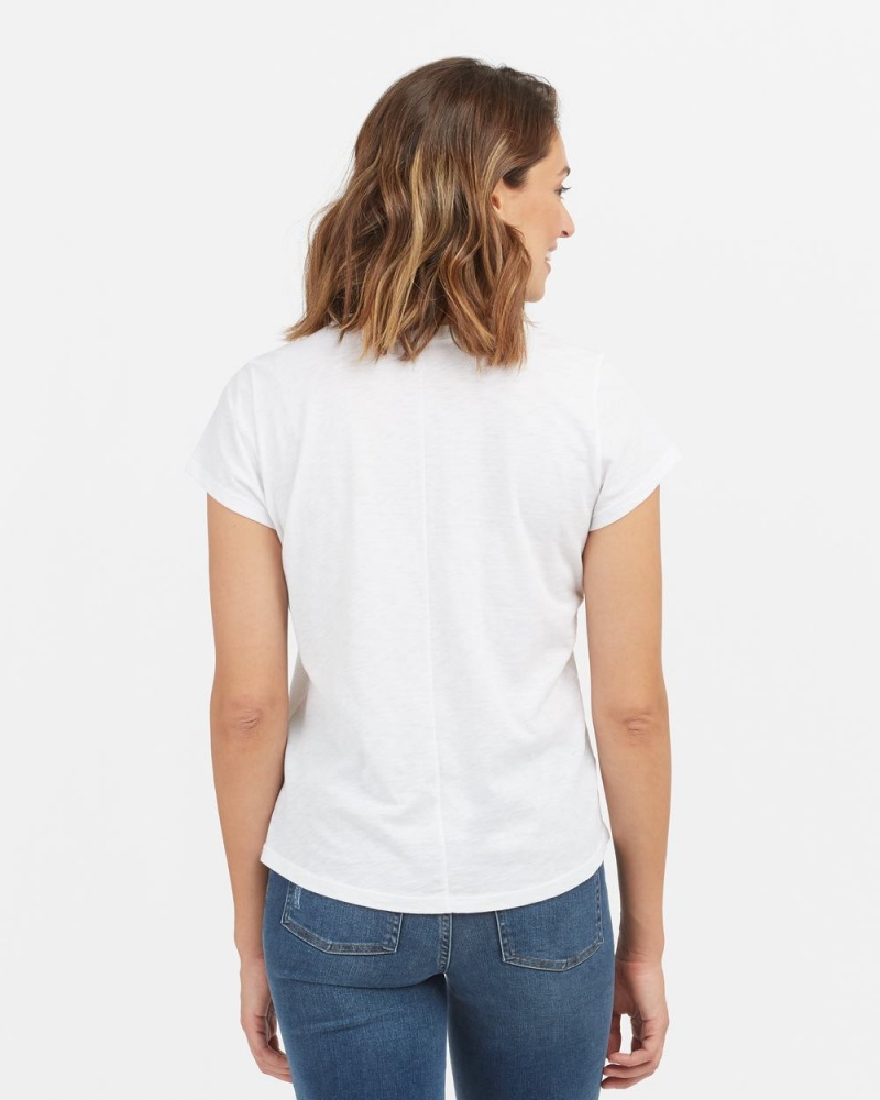 White Spanx Pima Cotton Embroidered Graphic Tee | FGABZ-3059