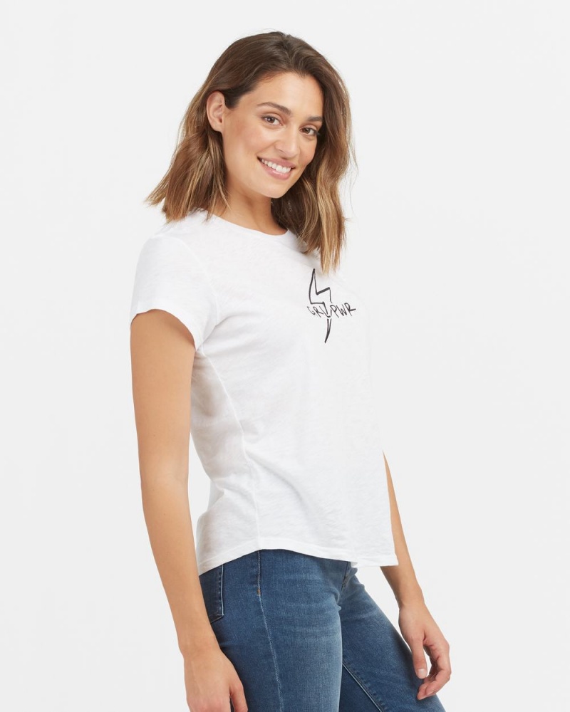 White Spanx Pima Cotton Embroidered Graphic Tee | FGABZ-3059