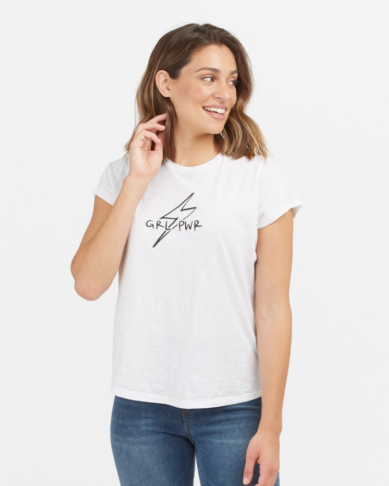 White Spanx Pima Cotton Embroidered Graphic Tee | FGABZ-3059