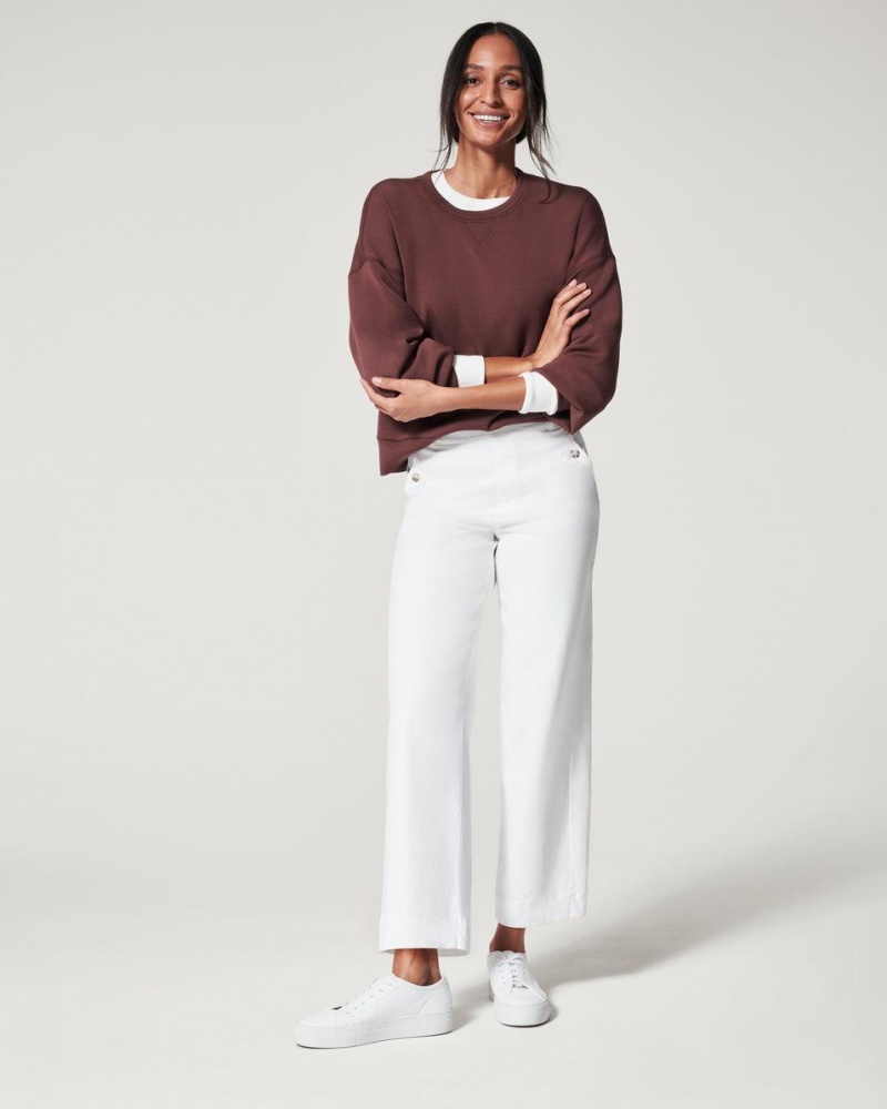 White Spanx Stretch Twill Cropped Wide Leg Pant | OIUXM-7483