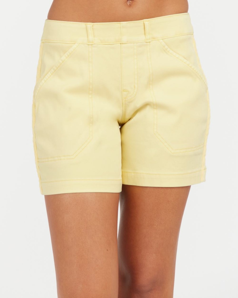 Yellow Spanx Stretch Twill Shorts, 6